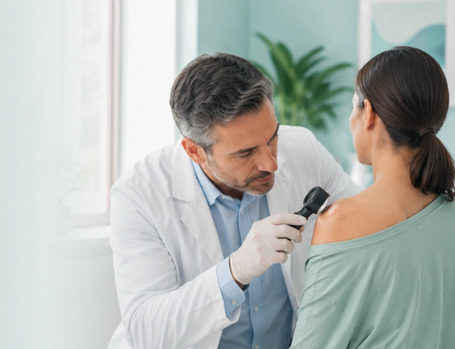doctor-with-woman-patient-check-out-skin